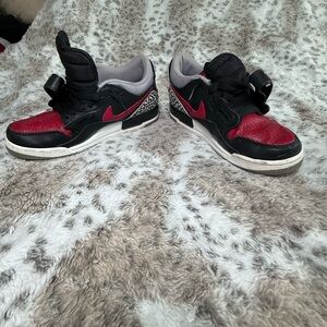 Nike Kids Red and Black Low-Top Sneakers with Swoosh